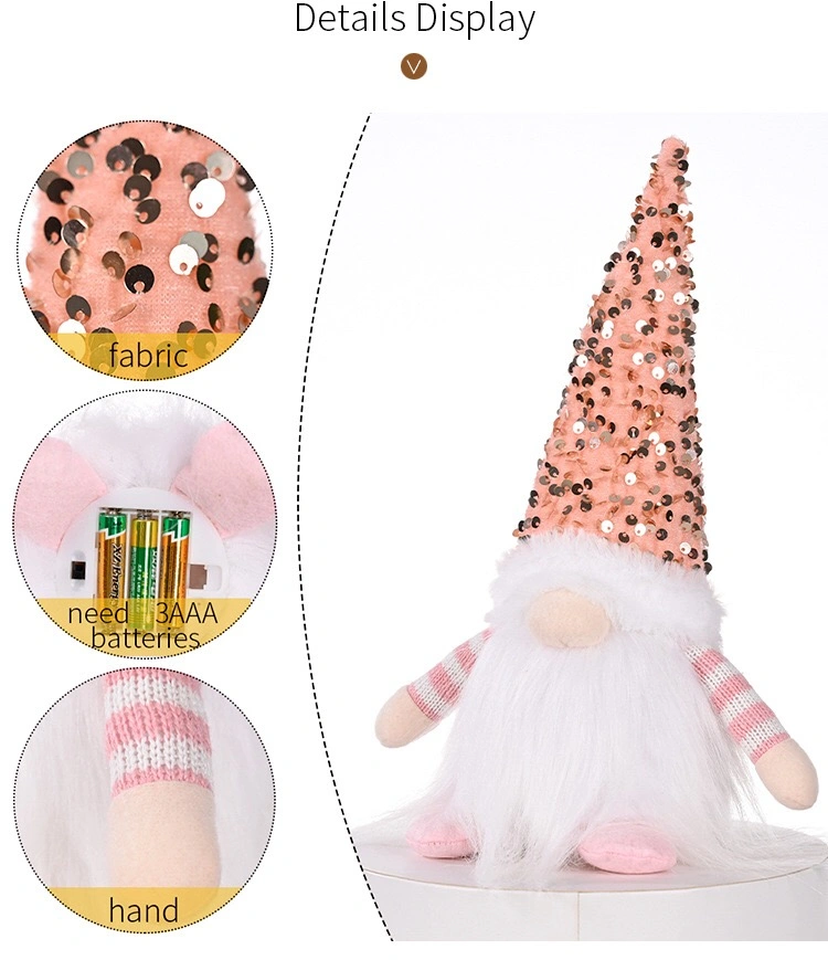 Xmas Gnome Supplies Plush Ornaments Christmas Decoration with LED Light