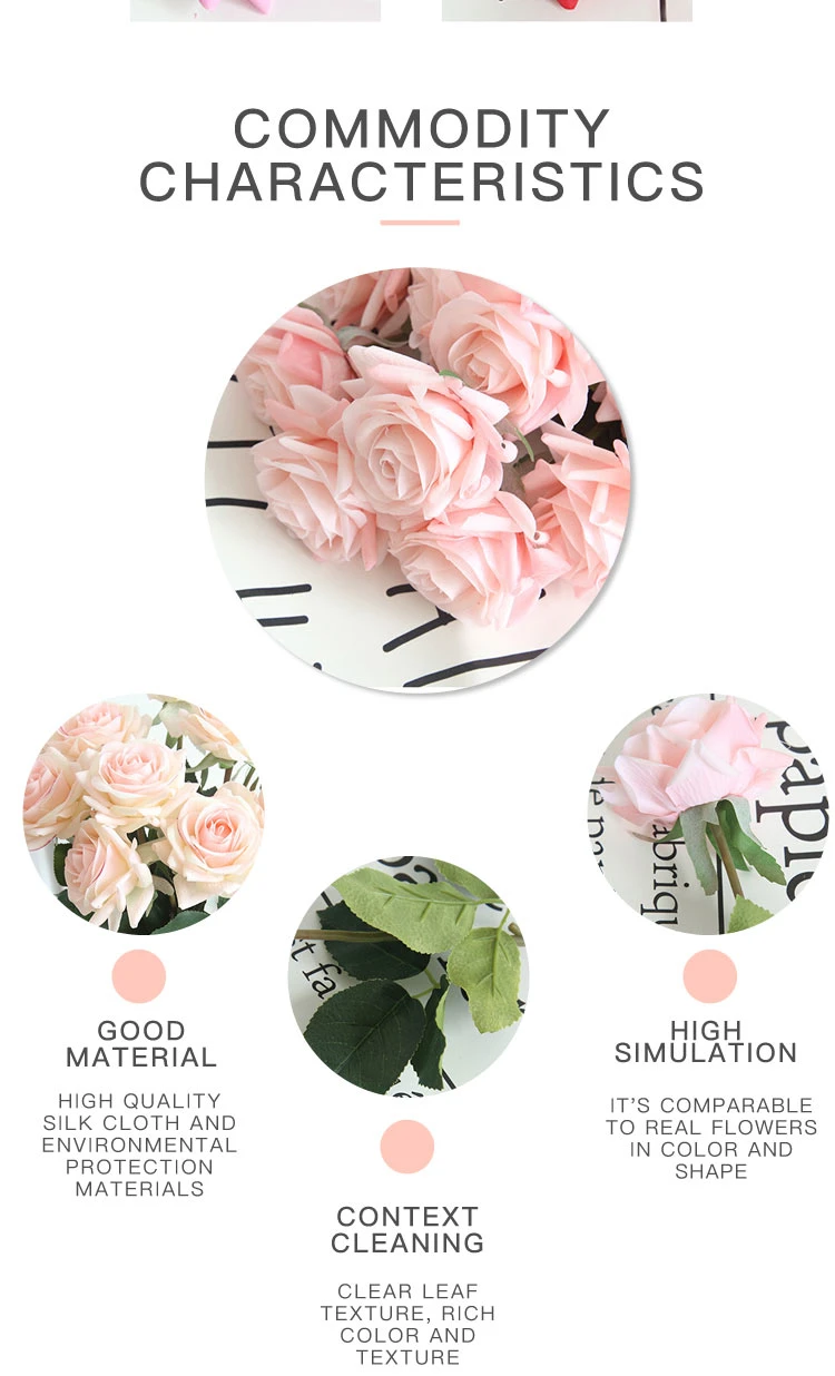 Hot Sale Artificial Flowers Bouquet Decorations Wedding Home Office Decorative Silk Plastic Flower Bouquet